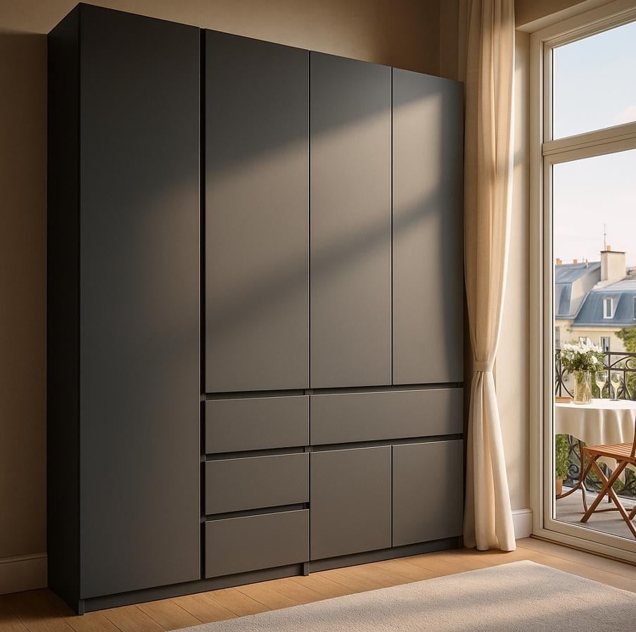 Шкаф Мастер Форм Брайт ДСП телескопические направляющие 1800х520х2000 мм Антрацитовый (21543)