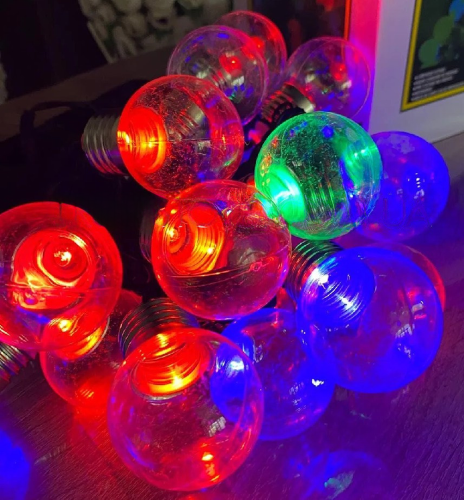 Гірлянда світлодіодна Лампочки 20 LED 4 см 7 м від мережі 220 В Мультиколор Гірлянда світлодіодна Лампочки 20 LED 4 см 7 м від мережі 220 В Мультиколор