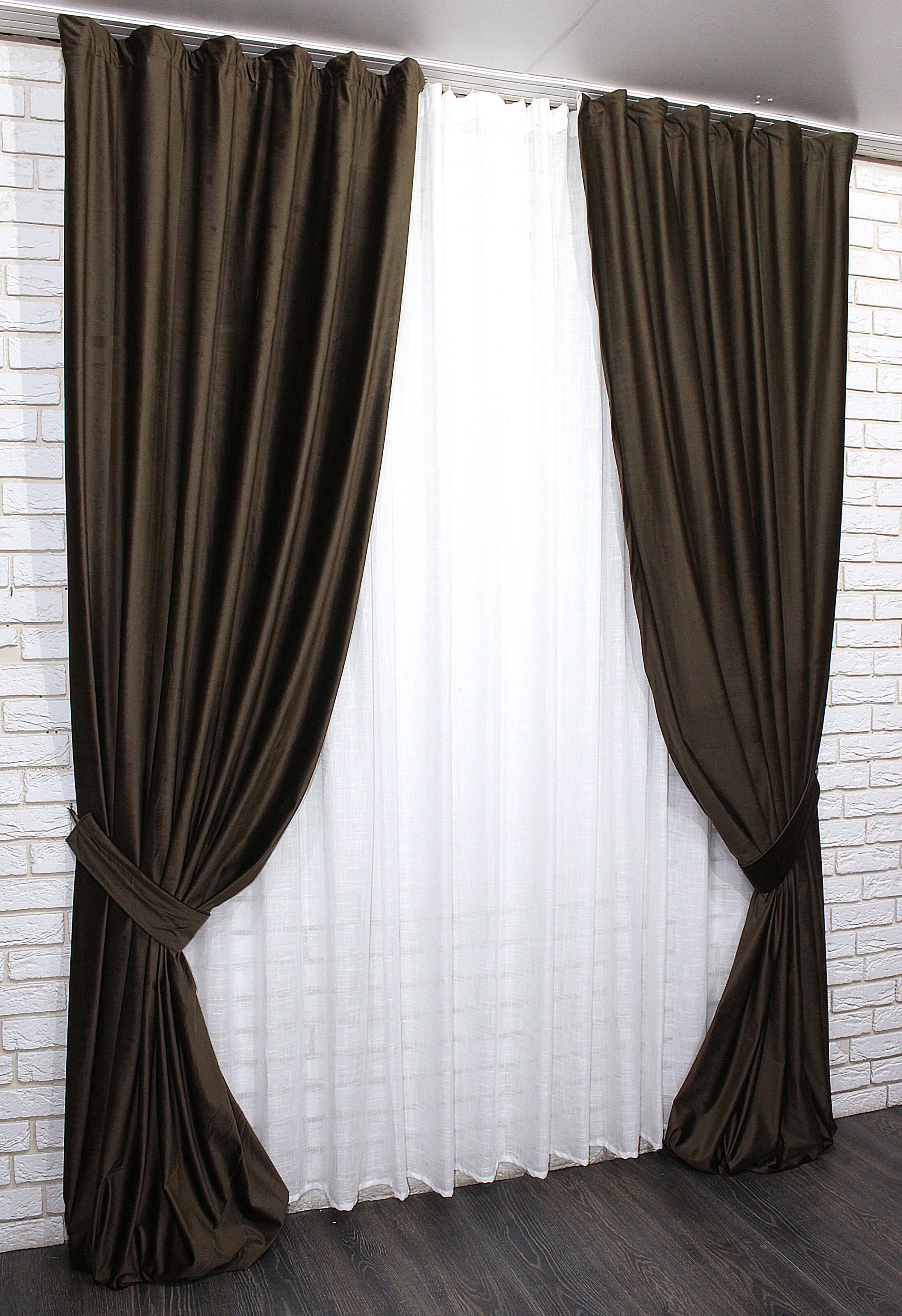 Комплект штор VR-Textil № 889ш оксамит 150х290 см 2 шт. Темно-коричневий (30-685) - фото 1 Комплект штор VR-Textil № 889ш оксамит 150х290 см 2 шт. Темно-коричневий (30-685) - фото 1
