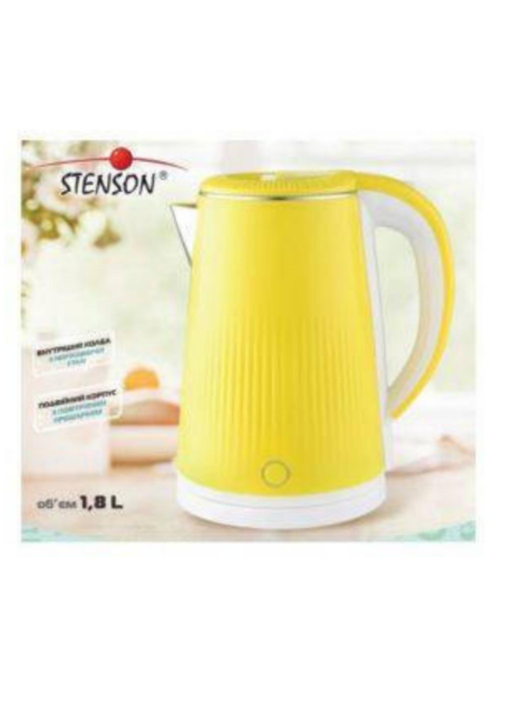 Чайник електричний Stenson Double wall ME-4512 із пластику та нержавіючої сталі 1,8 л 1800 W Жовтий (4512М) - фото 3 Чайник електричний Stenson Double wall ME-4512 із пластику та нержавіючої сталі 1,8 л 1800 W Жовтий (4512М) - фото 3