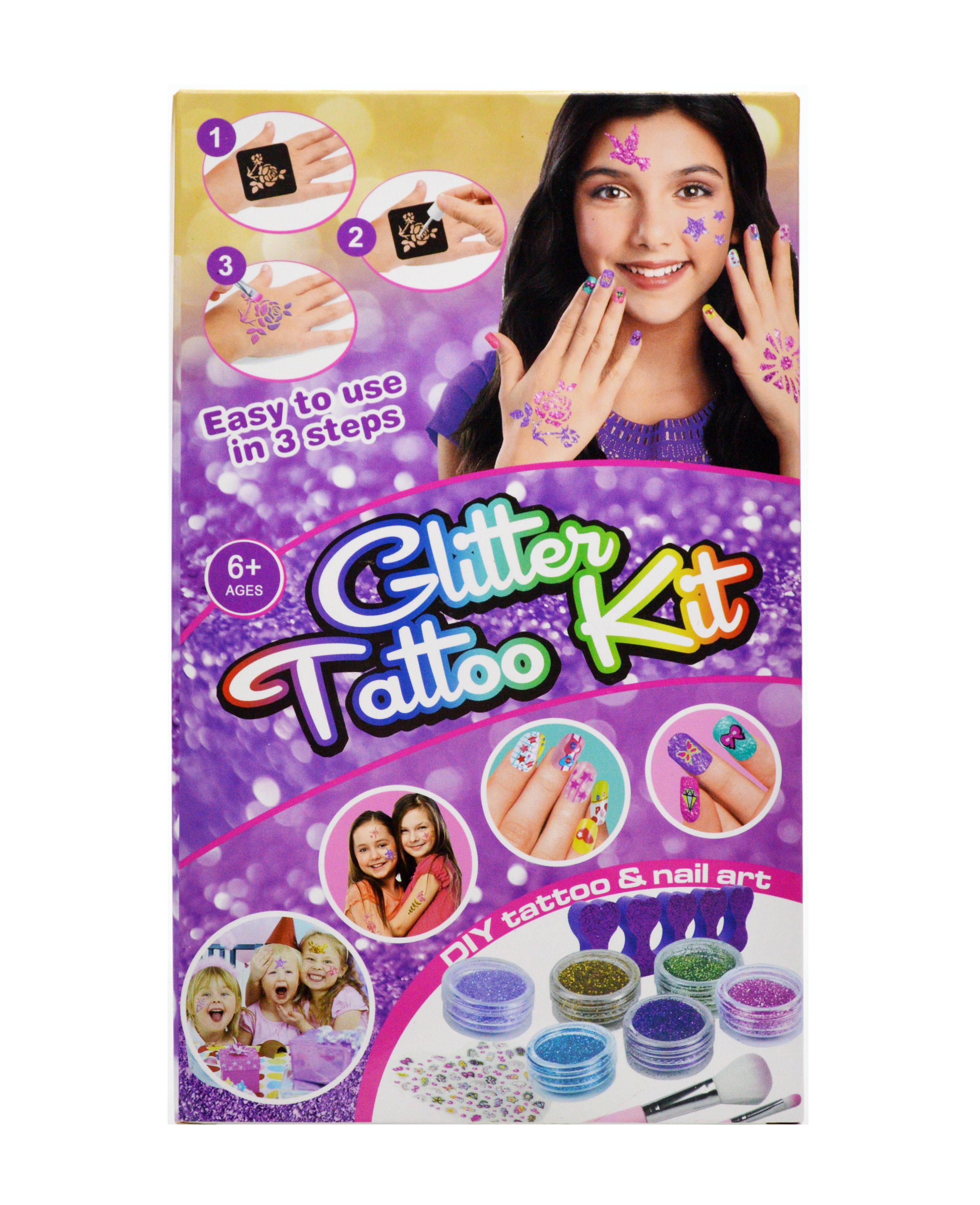 Детский набор для тату 784-9 24 цвета глиттера 2 бутылочки клея трафареты наклейки Детский набор для тату 784-9 24 цвета глиттера 2 бутылочки клея трафареты наклейки