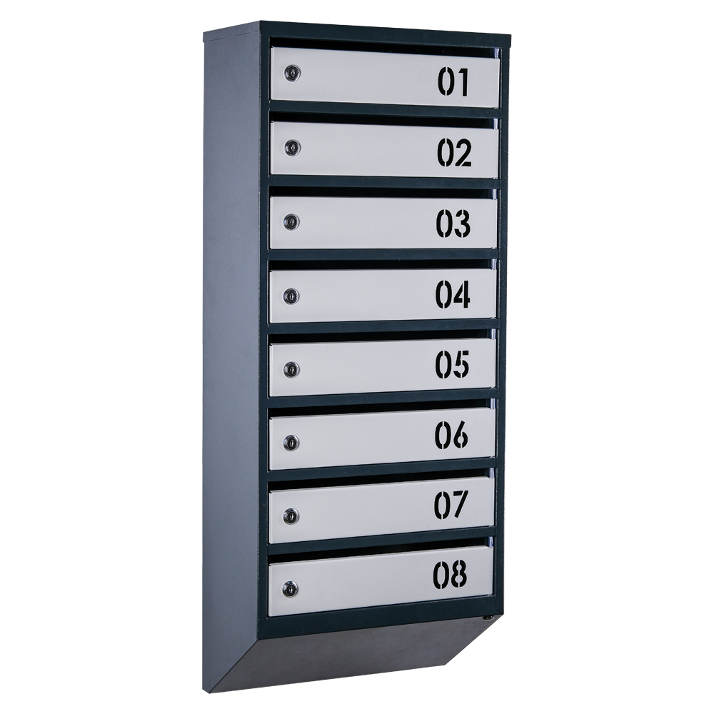 Почтовый ящик многосекционный ЯП08В 8-ячеек с замками Антрацитовый/Серый (21005170)