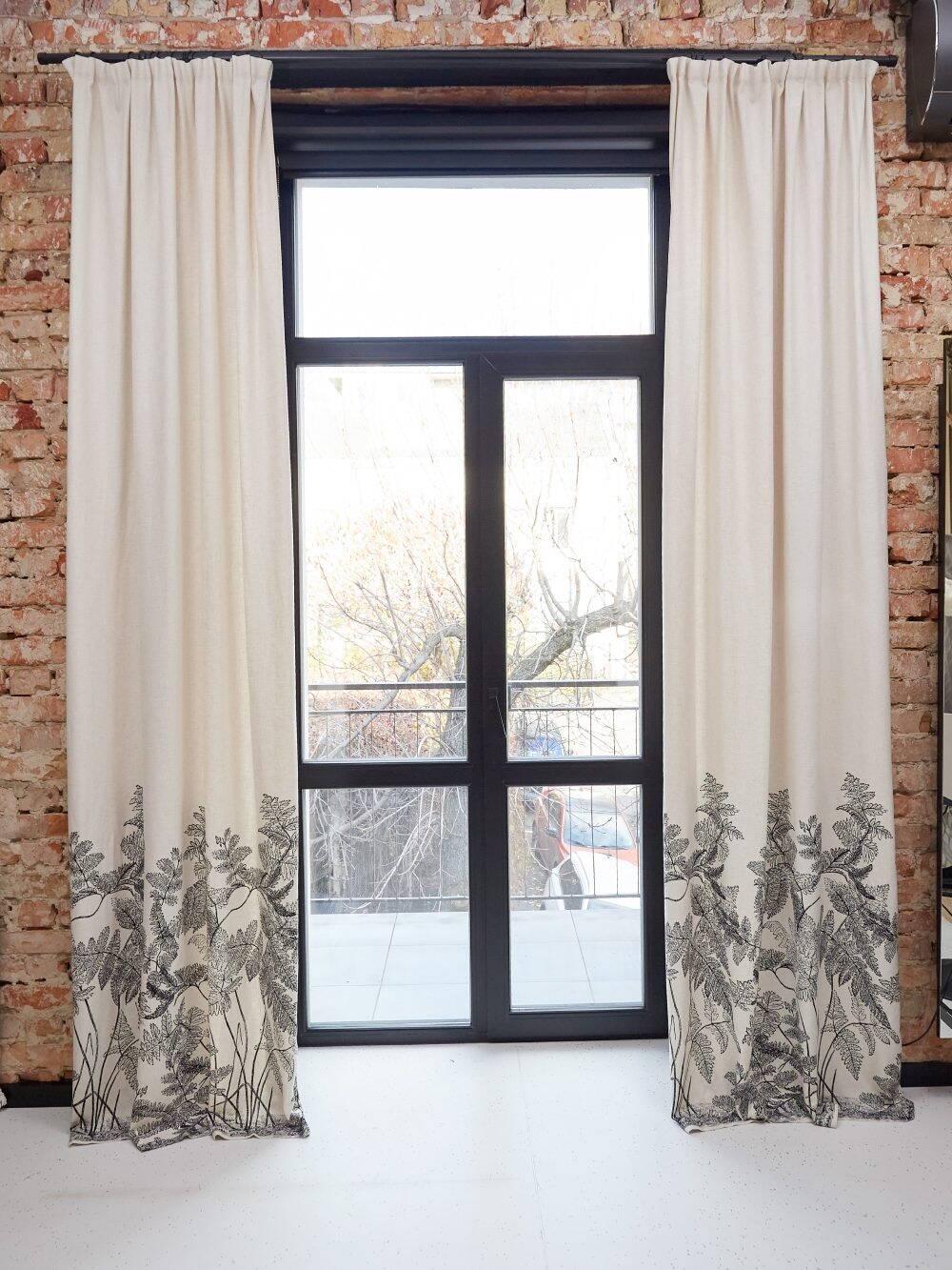 Шторы льняные 1,4 м 2 шт. Черный (000101667)