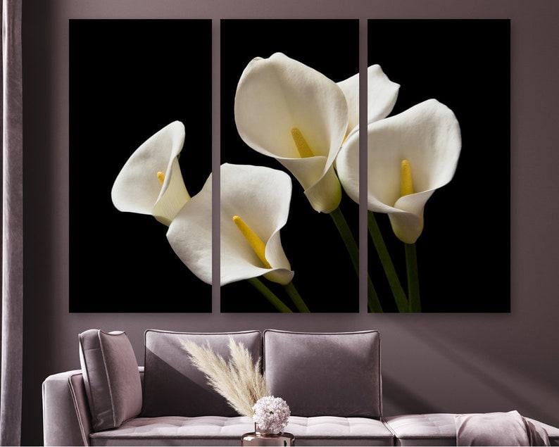 Модульная картина KIL Art Нежные цветы калы на холсте из трех частей 156x100 см (M3_XL_585)