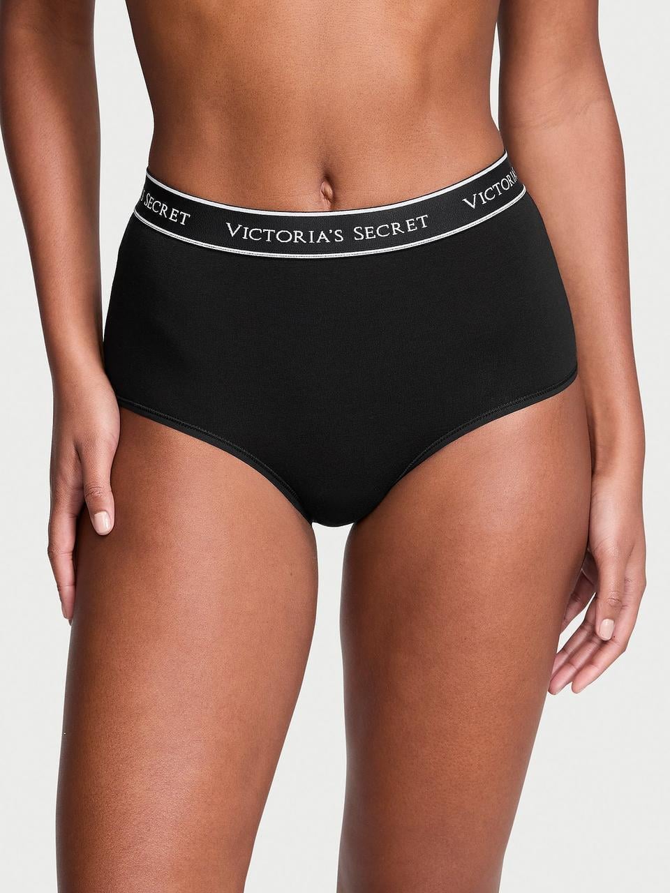 Трусики жіночі Victoria's Secret Logo Cotton Modern Brief M Чорний (2638631546)