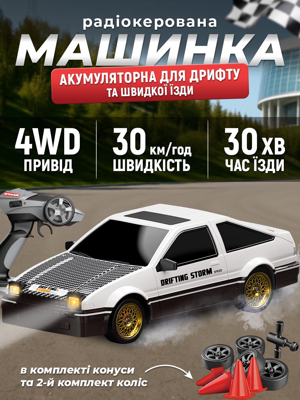 Машинка дрифтова JoyPro DC205AX1 2,4G на радіокеруванні для дітей та дорослих Білий (e920ffa0) - фото 2