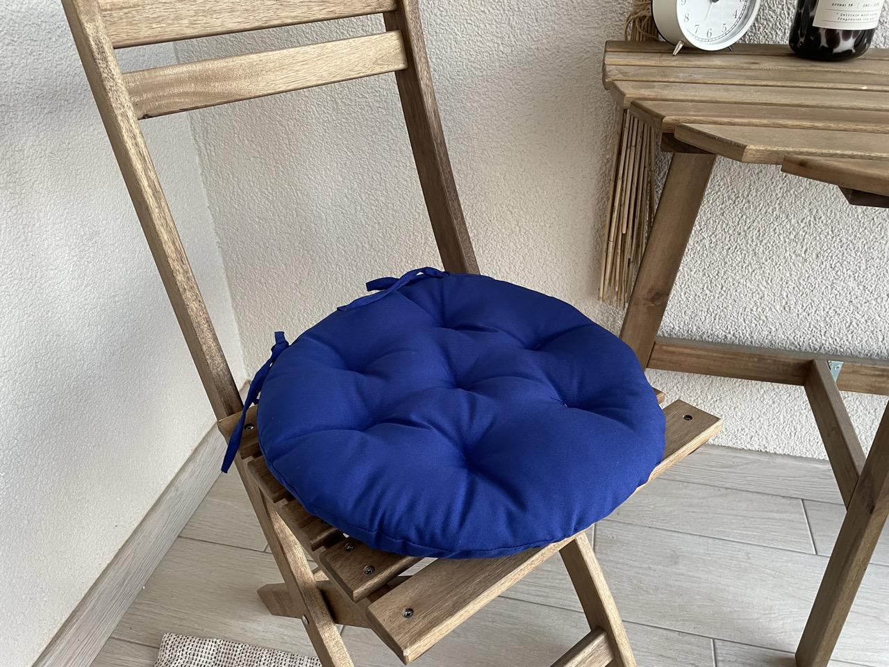 Подушка на стул с завязками круглая Color 40х40х5 см Синиий - фото 1 Подушка на стул с завязками круглая Color 40х40х5 см Синиий - фото 1