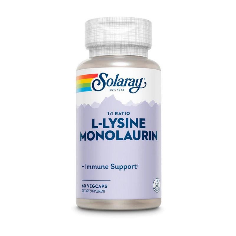 Лизин и монолаурин 1:1 Solaray L-Lysine Monolaurin 60 капс.