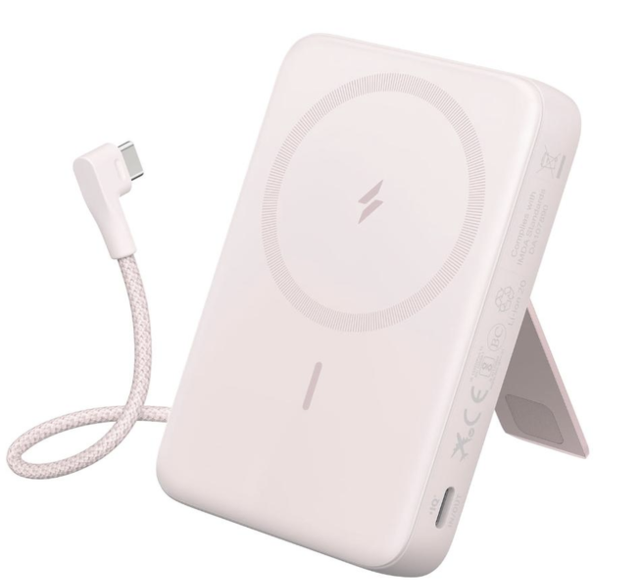 Повербанк Anker Zolo Magnetic с подставкой и кабелем 10000 mAh 30W Pink (A1685651)