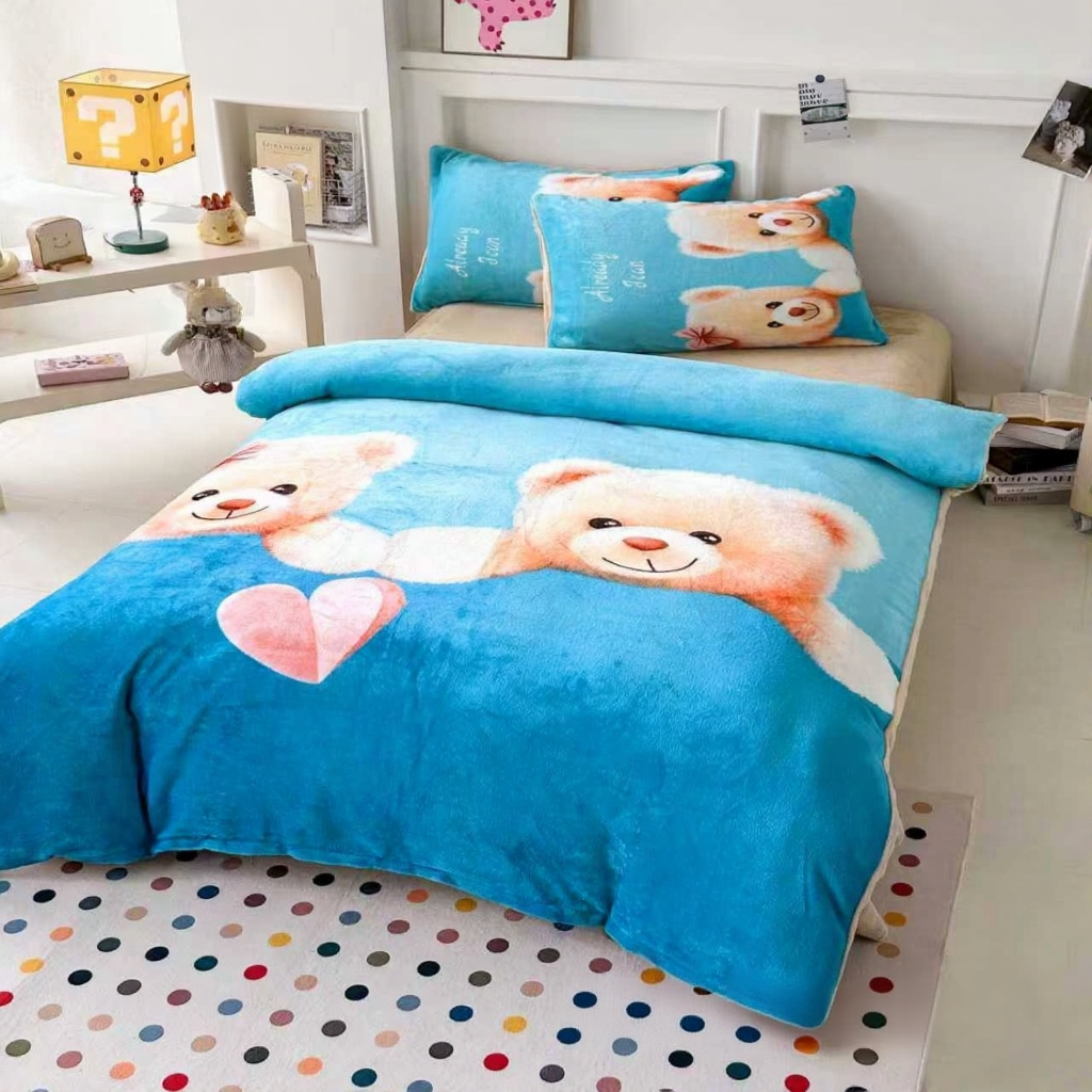 Комплект дитячої постільної білизни велюр полуторний 50x70 см Блакитний