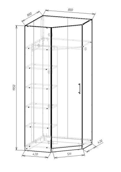 Шкаф угловой 1950х800х800 мм Дуб Тахо - фото 3