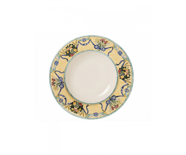 Тарелка винтажная Villeroy & Boch изысканная и качественная фарфоровая с цветочным орнаментом и синими лентами 24 см (123881)