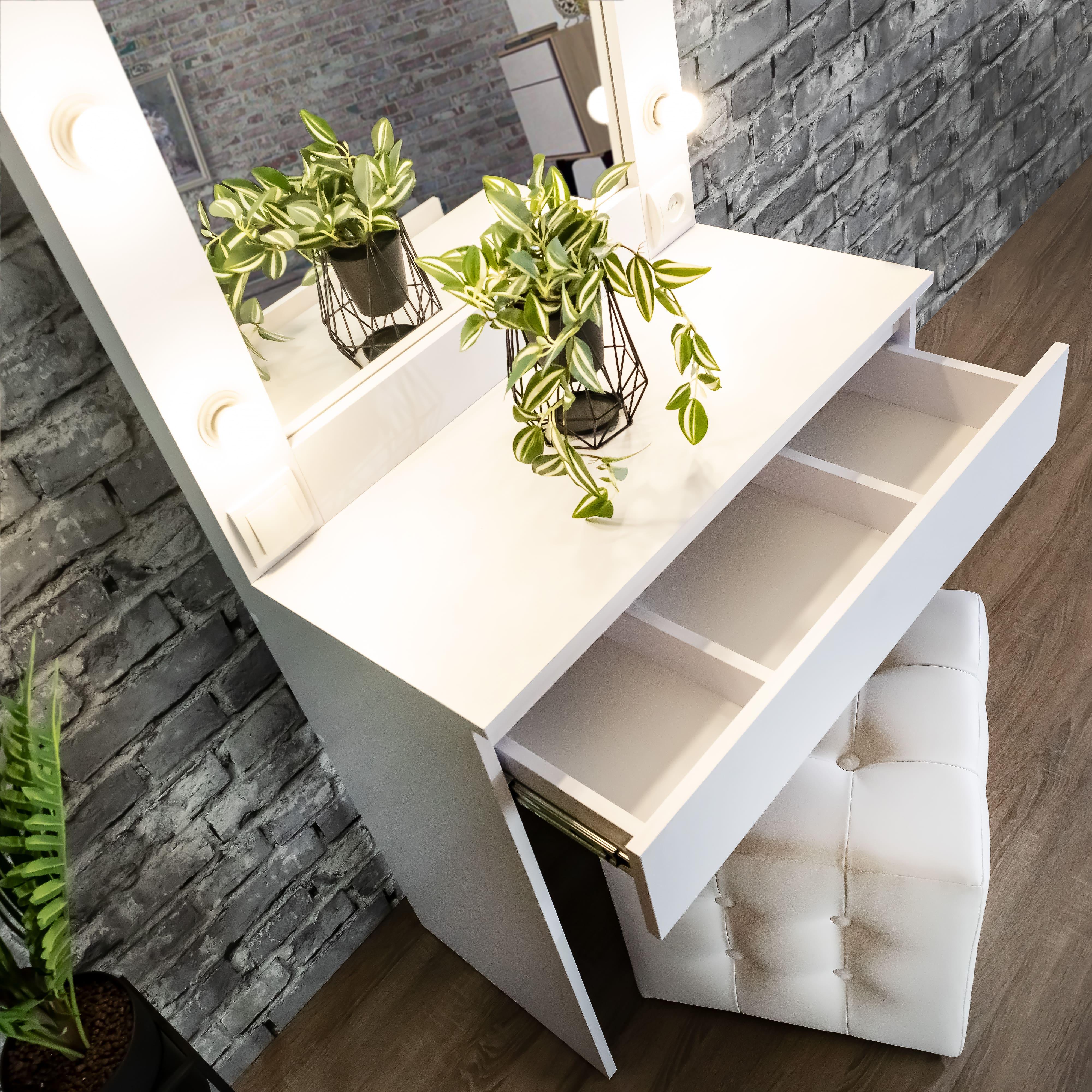 Стіл макіяжний з Led лампами 160х80х40 см Білий (01/1) - фото 6