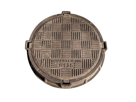 Люк канализационный полимерпесчаный средний ВОЮС В125 с замком на 12,5 т Черный