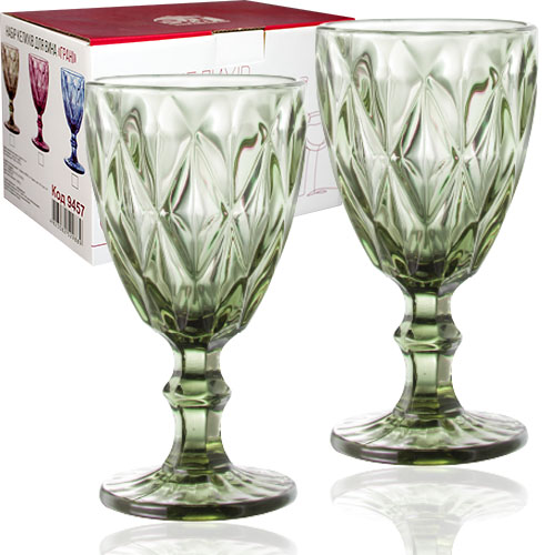 Набор бокалов для вина SNT Грани 340 мл 6 шт. Изумрудный (9457)