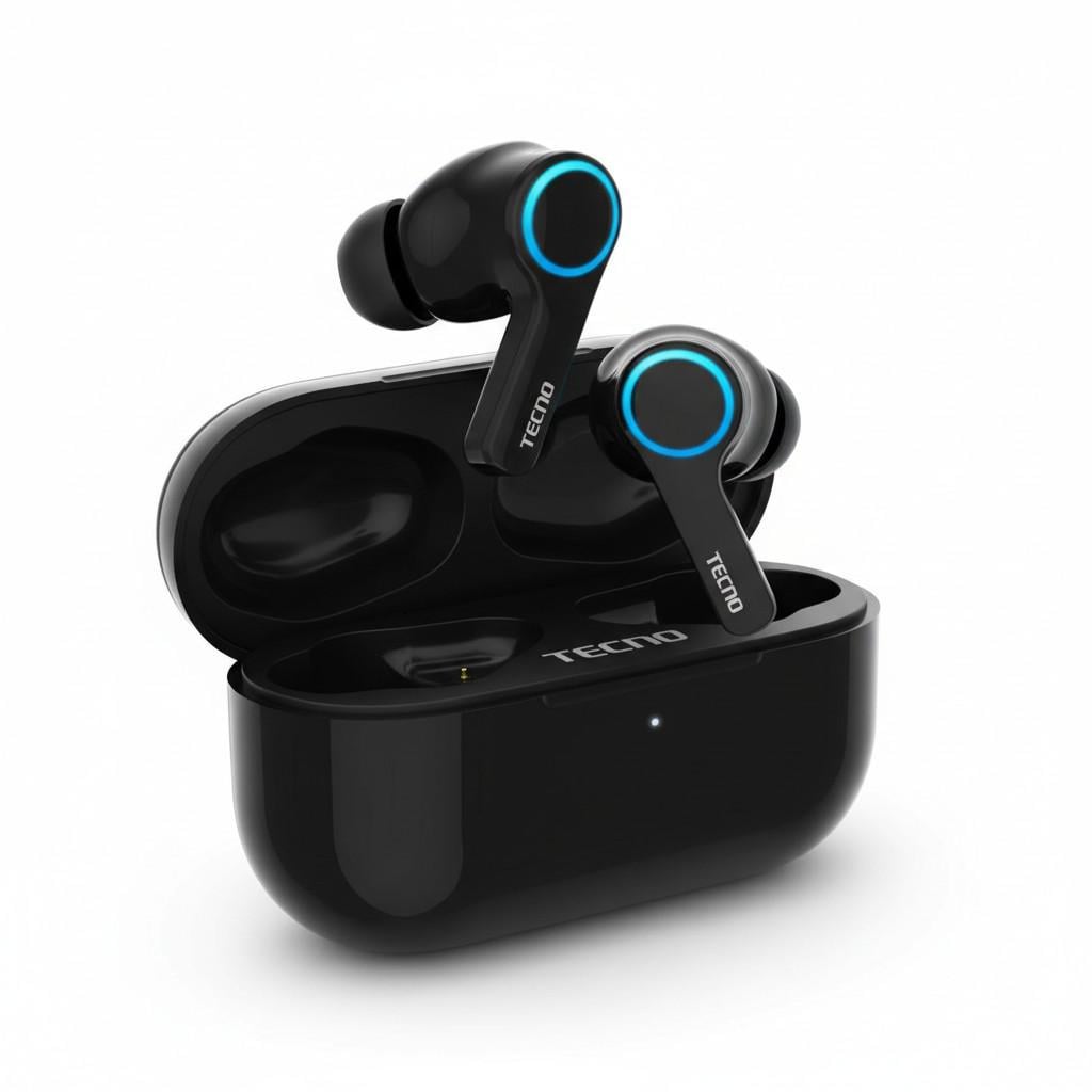 Навушники бездротові вакуумні TECNO Hipods H3 Bluetooth з мікрофоном в кейсі Чорний (4895180768019)