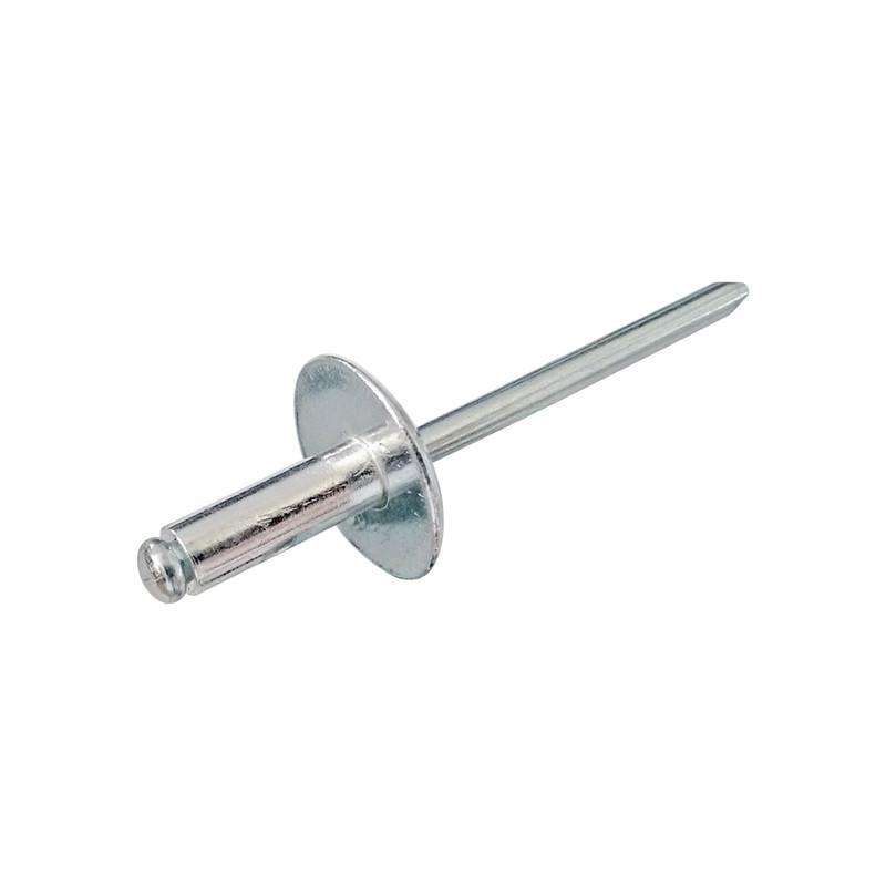 Заклепка Metalvis 4,8х20 прижим 12-15 мм сталь/сталь збільшена плоска головка Ø16 мм 100 шт. (9700O000097482016S)