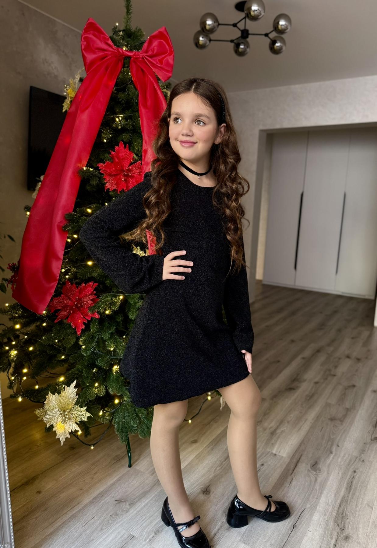 Сукня блискуча підліткова з люрексу IRmAS 1326 152 см Чорний - фото 3 Сукня блискуча підліткова з люрексу IRmAS 1326 152 см Чорний - фото 3