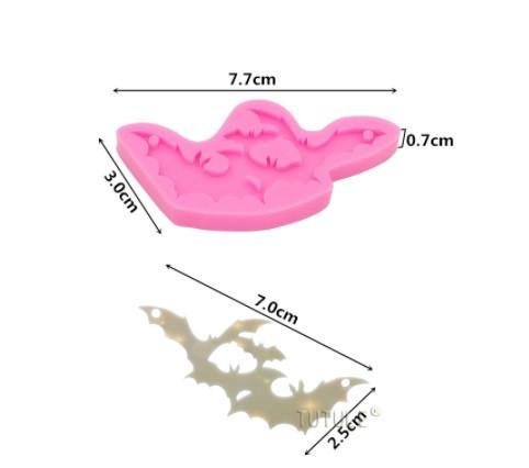 Молд силиконовый Летучие мыши 77х30 мм Розовый (40762) - фото 2