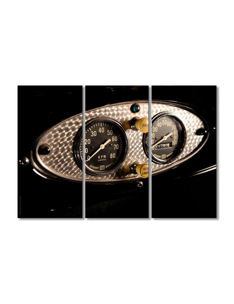 Картина модульная Ретро спидометр исторический 3 модуля 120x180 см