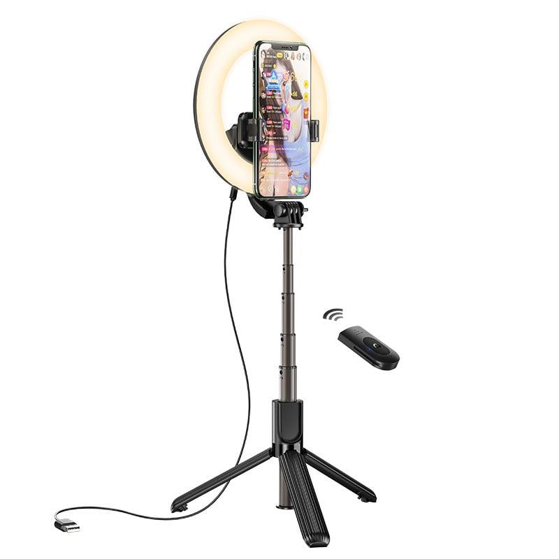 Кільцева лампа Hoco LV03 Plus Showfull fill light live broadcast holder Black - фото 4