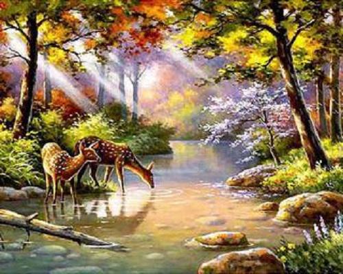Алмазная мозаика Водопой у ручья 40х50 см (DM.355)
