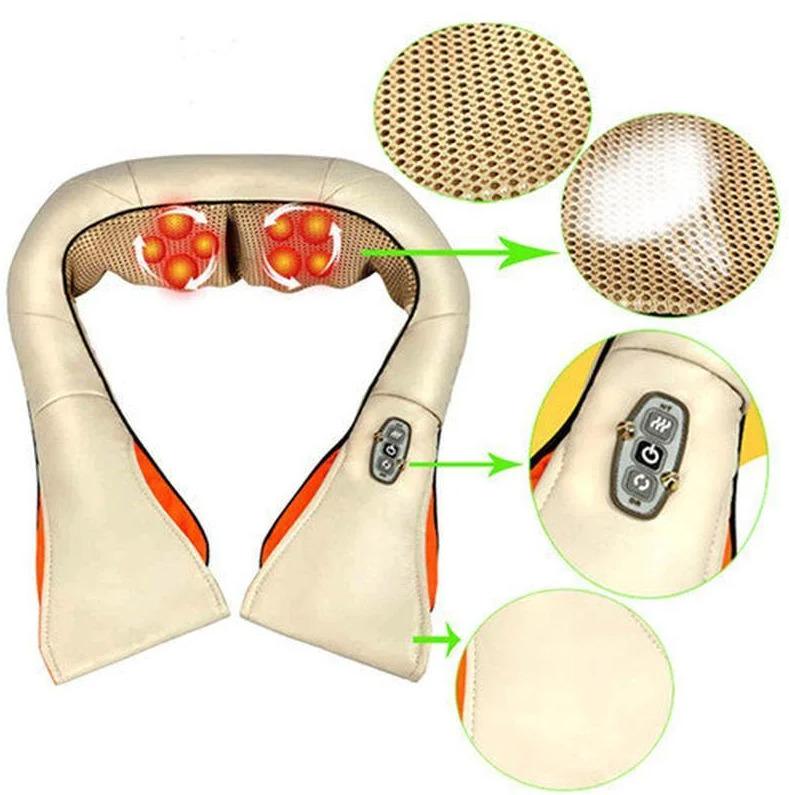 Роликовий масажер UKC Massager of Neck з підігрівом для спини та шиї на 8 роликів Бежевий (225988) - фото 7