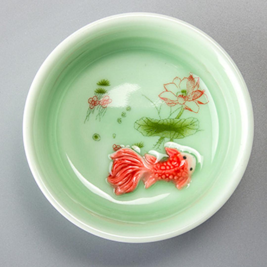 Пиала керамическая с рыбкой 60 мл Зеленый - фото 3 Пиала керамическая с рыбкой 60 мл Зеленый - фото 3