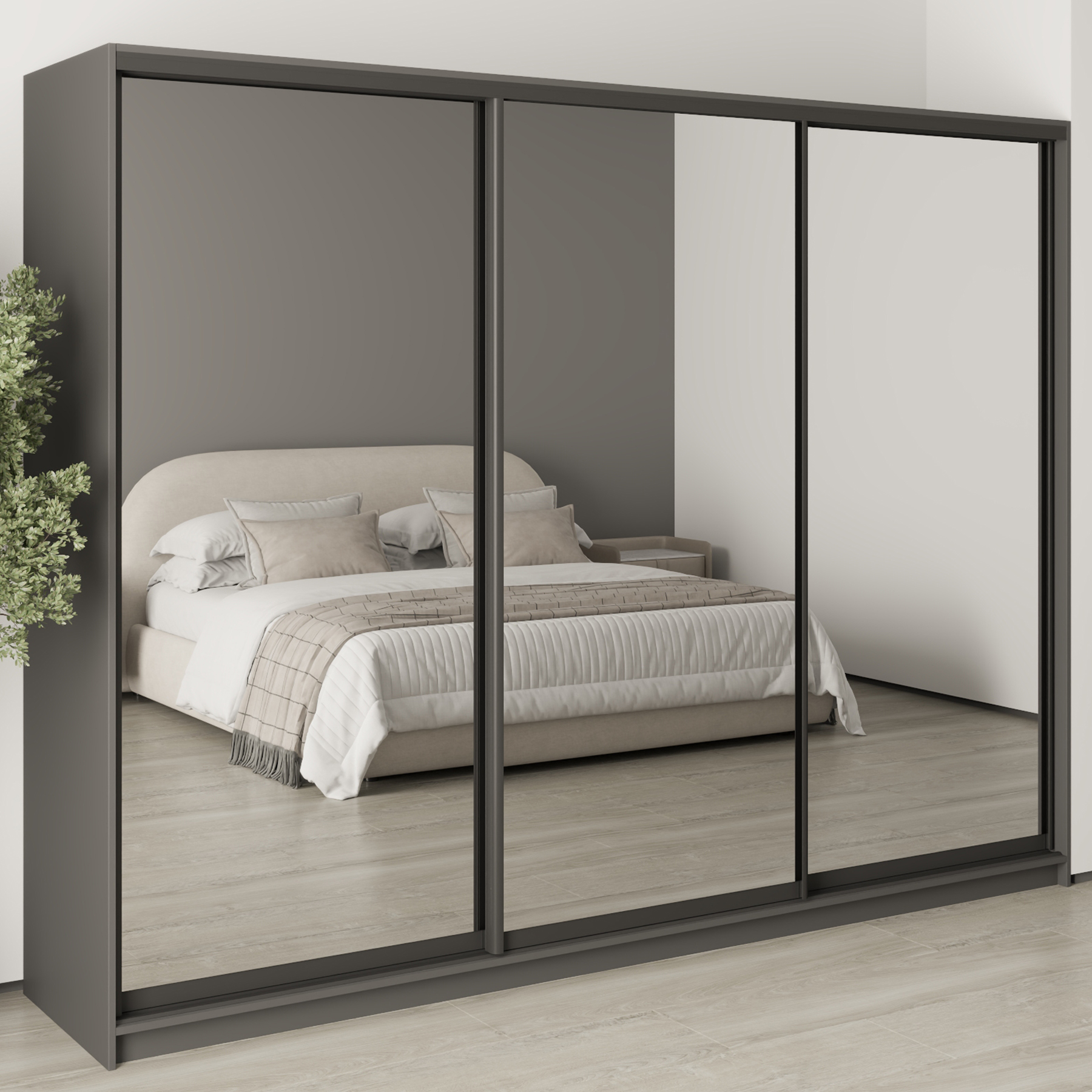 Шкаф-купе трехдверный Mebel Star Комбо BG MBS-9257 270х45х210 см Антрацит (1009246) Шкаф-купе трехдверный Mebel Star Комбо BG MBS-9257 270х45х210 см Антрацит (1009246)