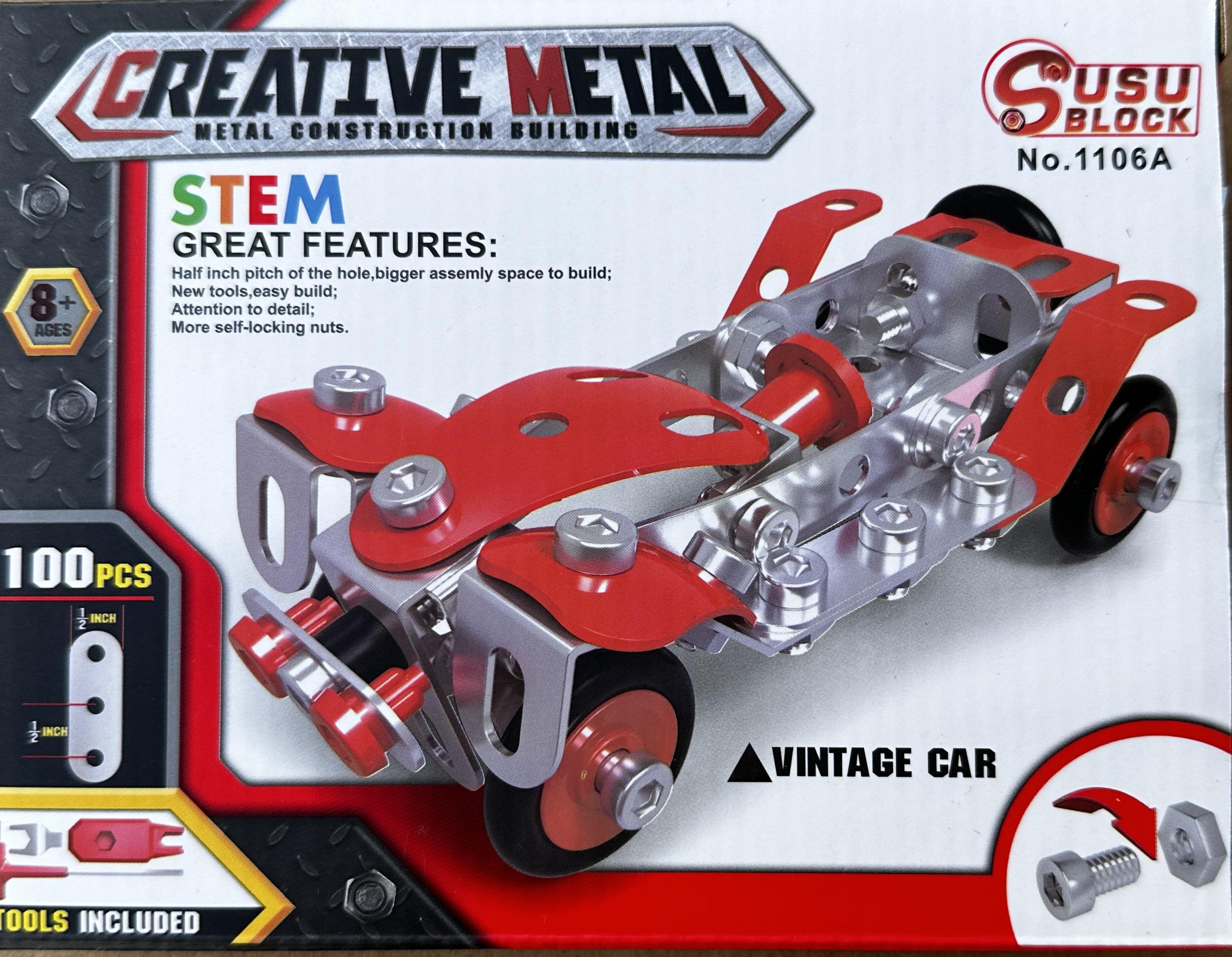 Конструктор Bambi Машины Винтаж металлический 59 деталей (1104-1106)