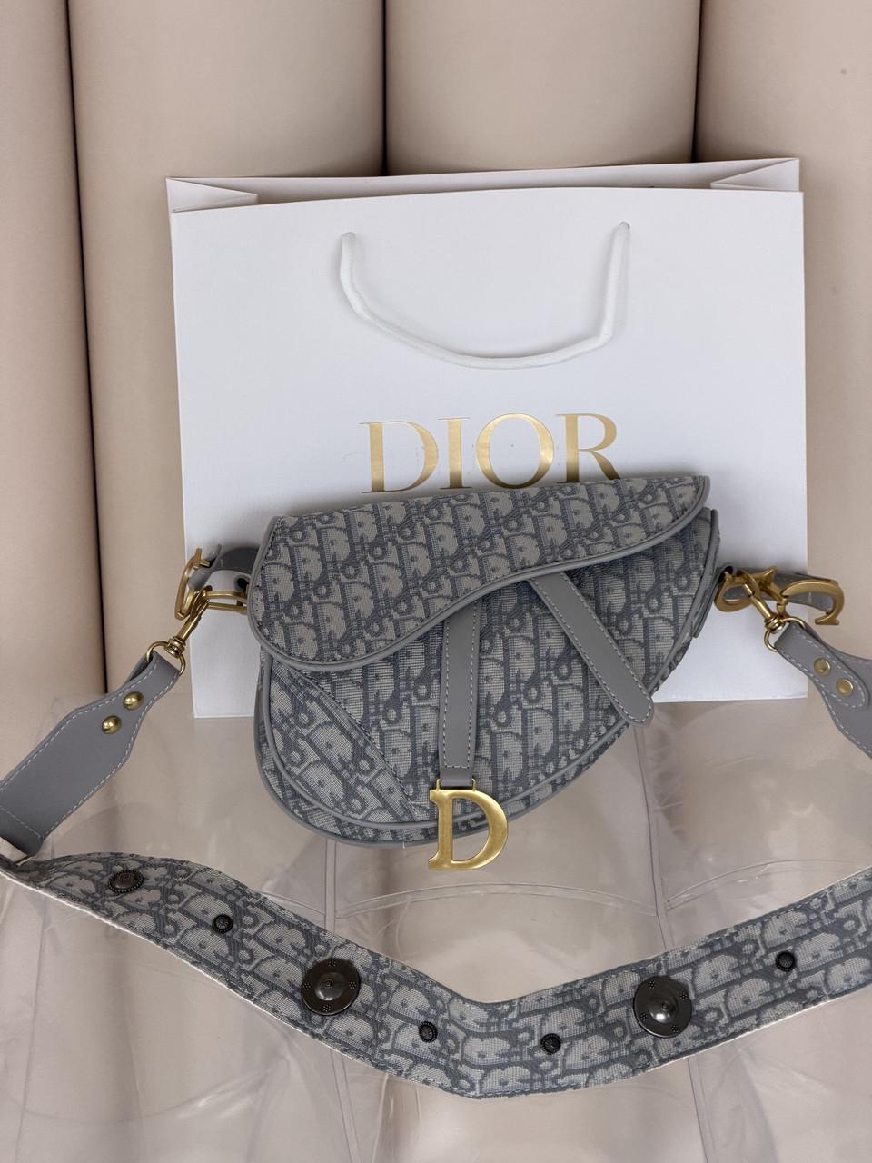 Сумка жіноча Dior Saddle Bag через плечі сідло Світло-сірий (2969053432)