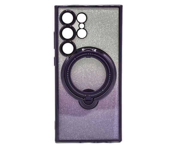 Силіконовий чохол накладка Glitter Case для Samsung Galaxy S24 Ultra з металевим кільцем тримачем та захистом для камери Фіолетовий Силіконовий чохол накладка Glitter Case для Samsung Galaxy S24 Ultra з металевим кільцем тримачем та захистом для камери Фіолетовий