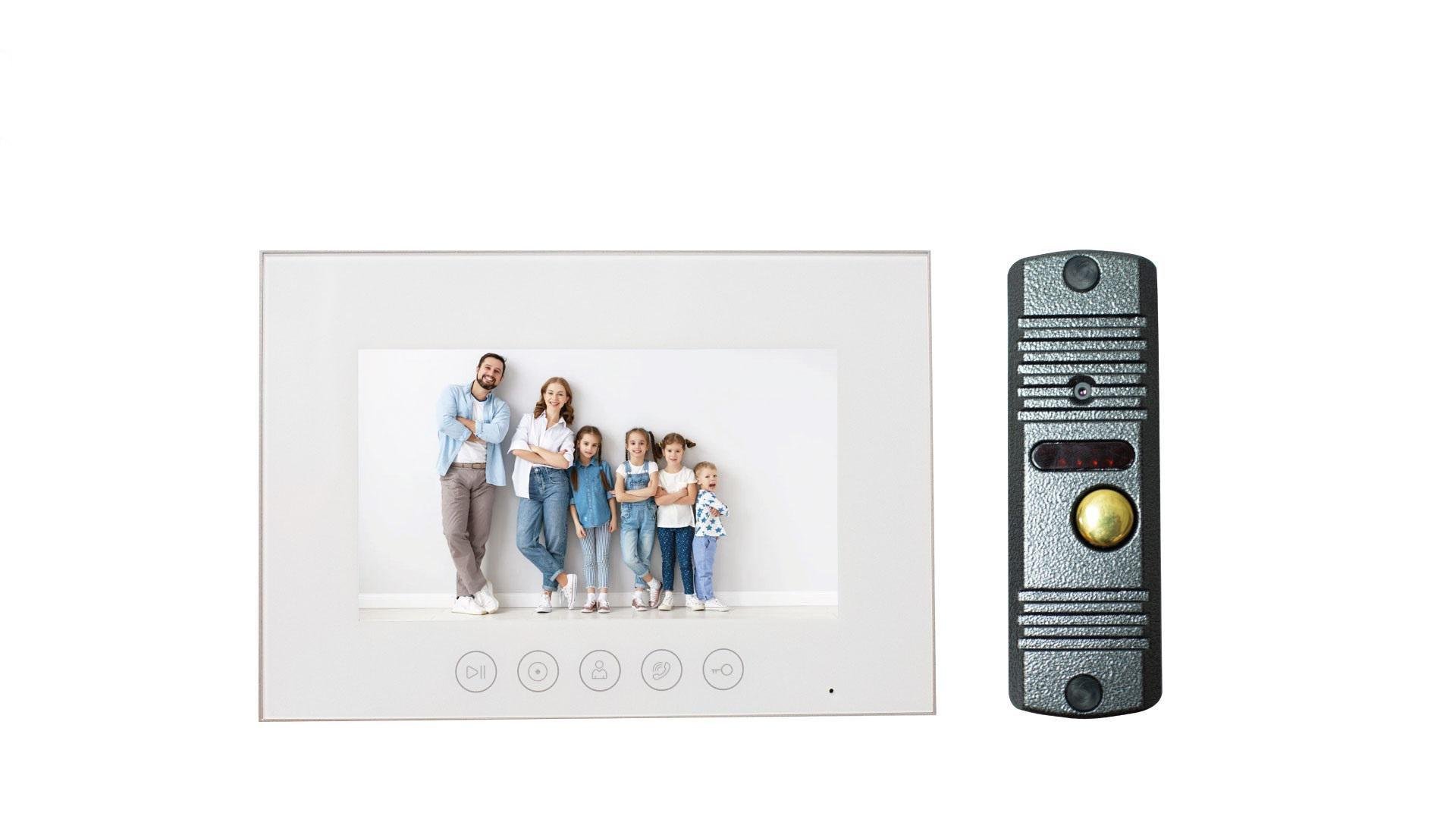 Комплект відеодомофона Qualvision QV-IDS4783SW White+QV-ODS416BE/F Grey