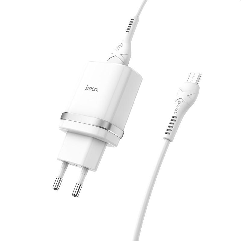 Зарядное устройство сетевое Hoco C12Q Smart QC3.0 1USB/3A/MicroUSB Белый (00000035259_1)