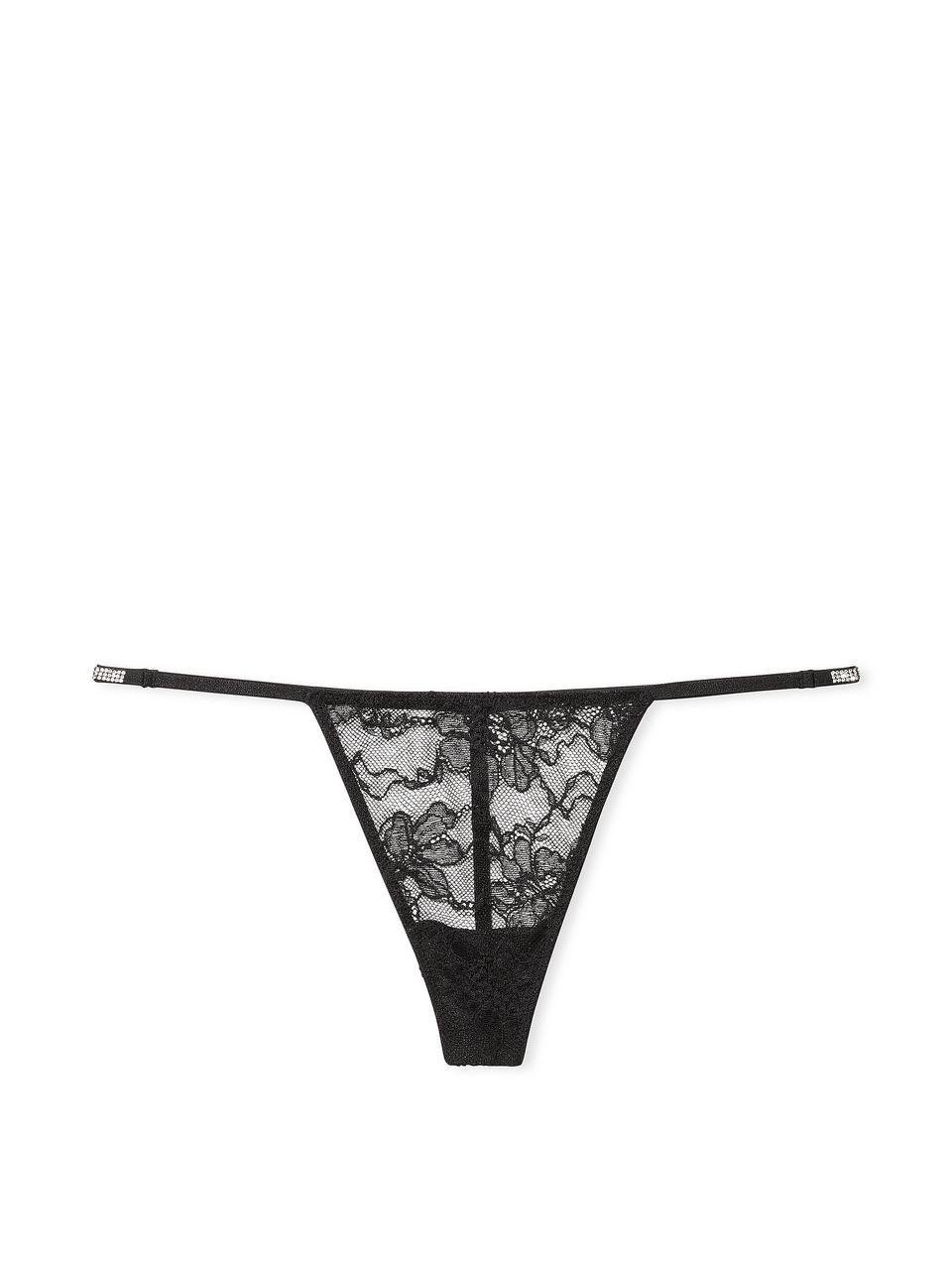 Труси жіночі Victoria's Secret Shine Strap V-String S Чорний (15397487) - фото 4