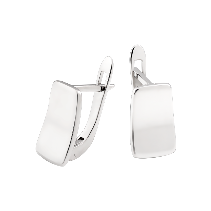 Серьги серебряные прямоугольники широкие без вставок