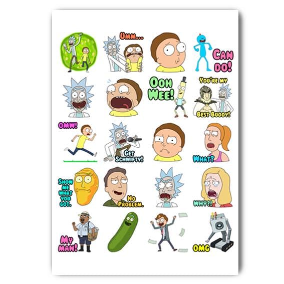 Стикеры наклейки Рик и Морти А4 лист (stik_002)
