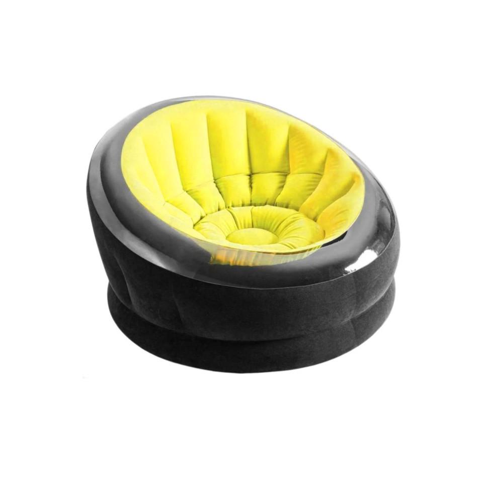 Надувне велюрове крісло Intex 68582 112х109х69 см Жовтий (13055s55865)