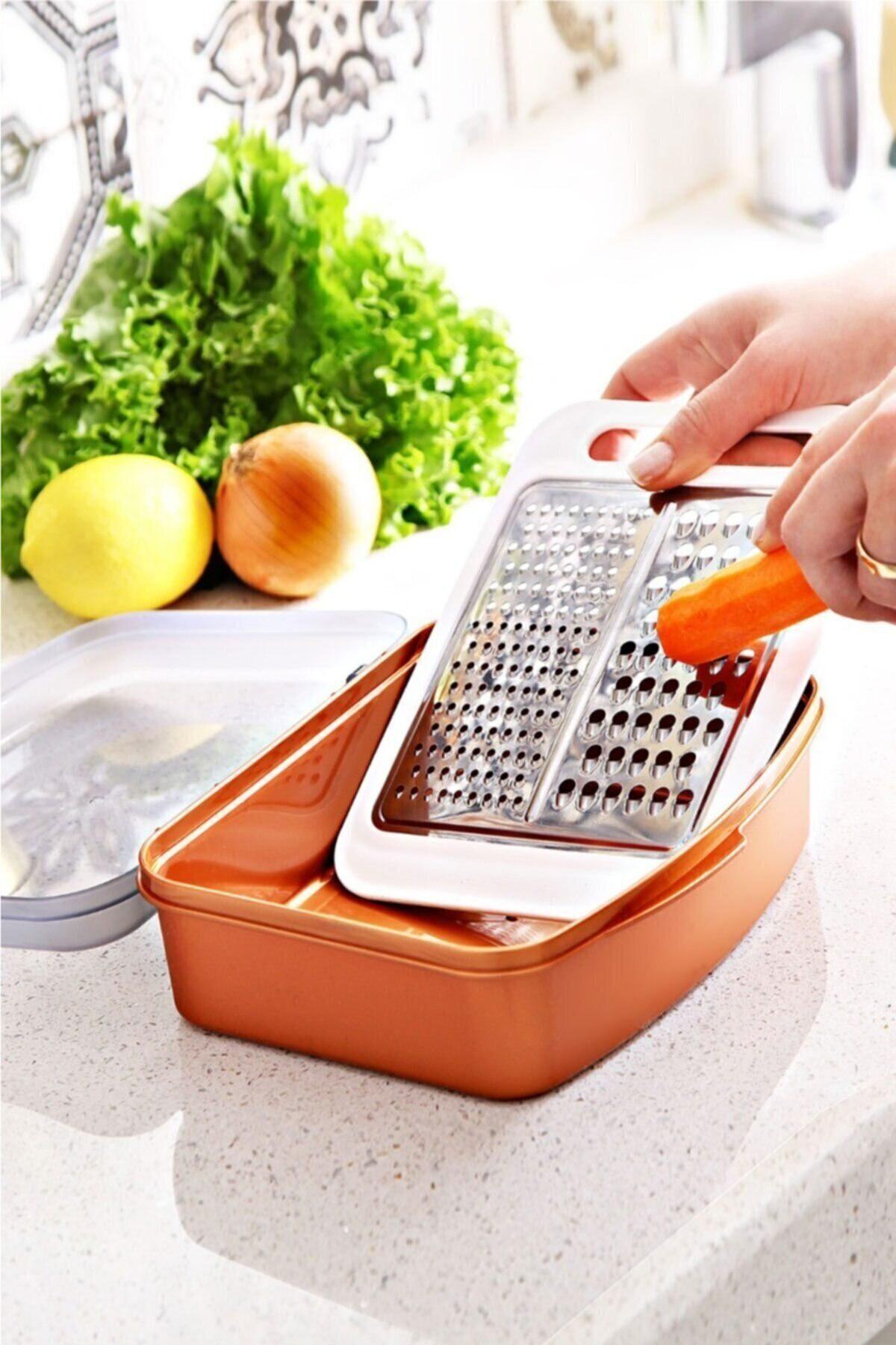 Тертка для кухні Gondol Plastic з контейнером та кришкою 21х17х7,5 см Блакитний (85315) - фото 5