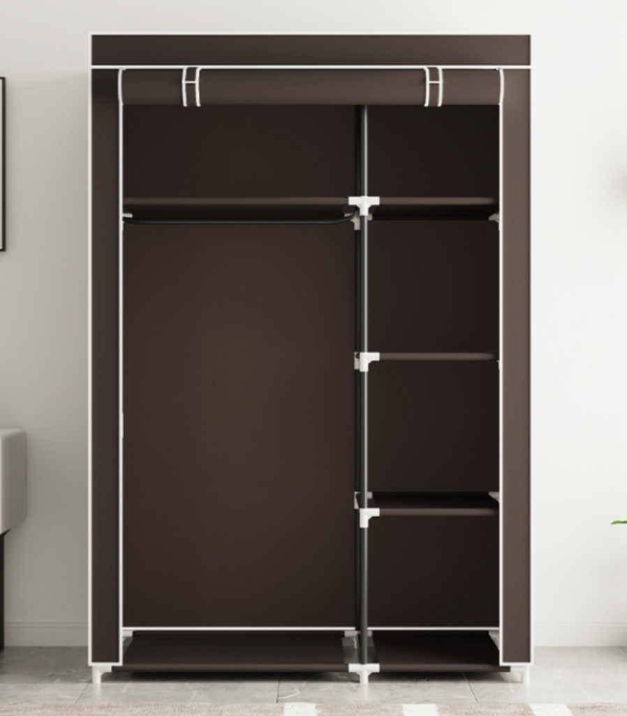 Шкаф сборной тканевый для одежды и вещей 2 секции Коричневый (Е500006К)