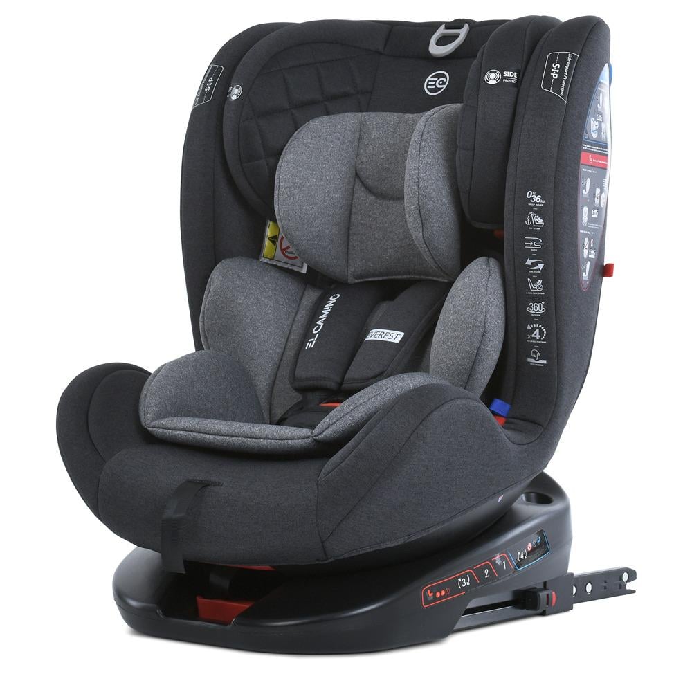 Автокресло детское El Camino Evolution ME 1114 EVEREST поворотное от 360 до 36 кг Light Gray