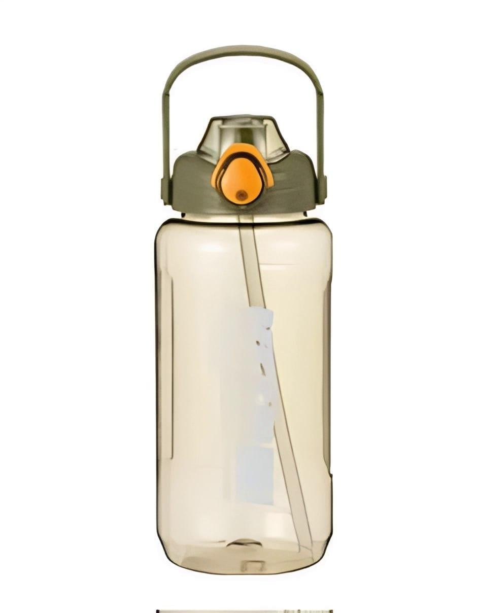 Пляшка спортивна Keepon з кришкою та ручкою широким горлом та соломинкою 2000 мл Коричневий (2858929518)