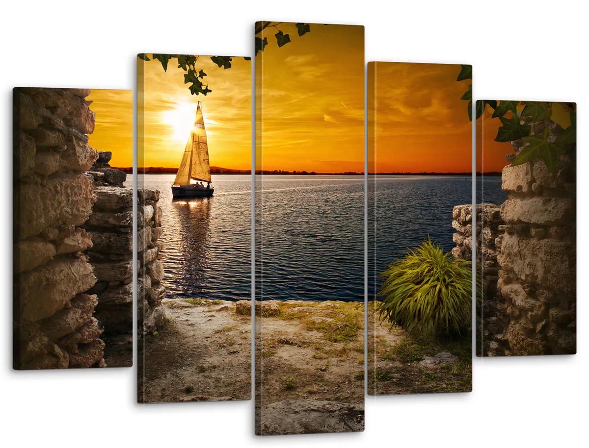 Картина модульная на холсте DK Корабль в море 80x125 см (MK50212)