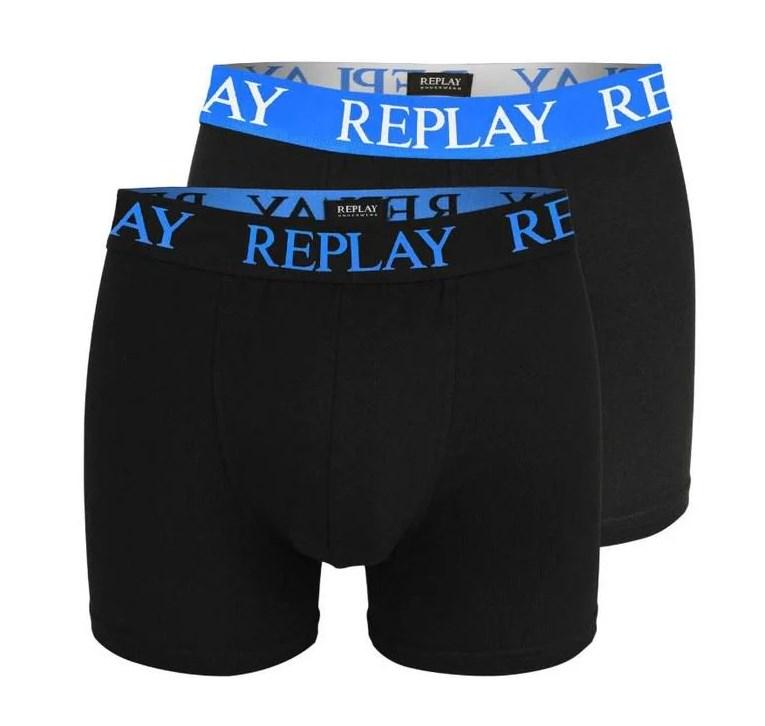 Труси-боксери чоловічі анатомічні Replay 2 шт. M Чорний/Синій (5876375) - фото 3 Труси-боксери чоловічі анатомічні Replay 2 шт. M Чорний/Синій (5876375) - фото 3