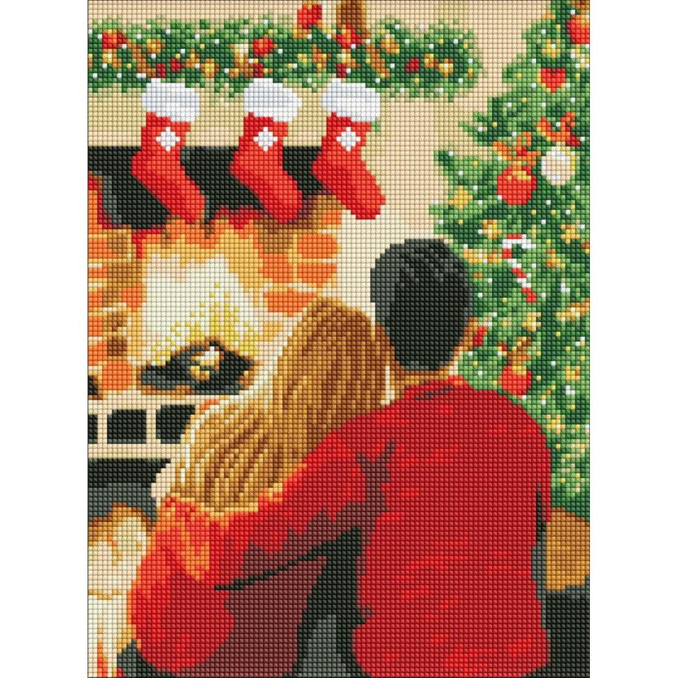 Алмазна мозаїка Ідейка Вдвох біля каміна 30х40 см Різнокольоровий (VM-127-A-105)