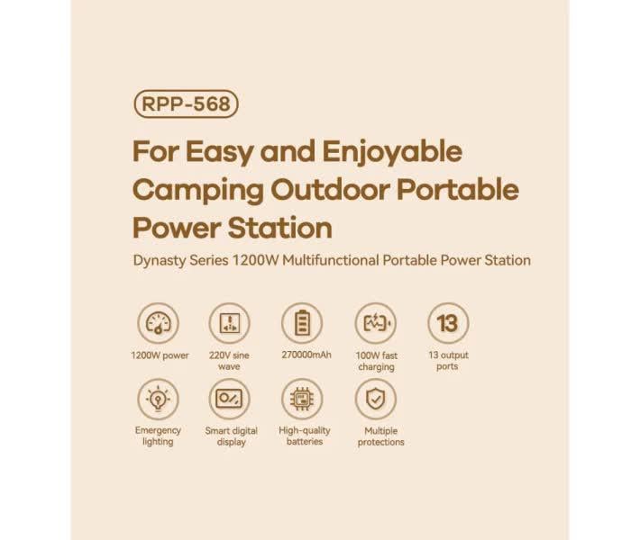 Зарядная станция портативная Remax RPP-568 Dynasty Series 270000 mAh 1200W (30520456) - фото 2 Зарядная станция портативная Remax RPP-568 Dynasty Series 270000 mAh 1200W (30520456) - фото 2