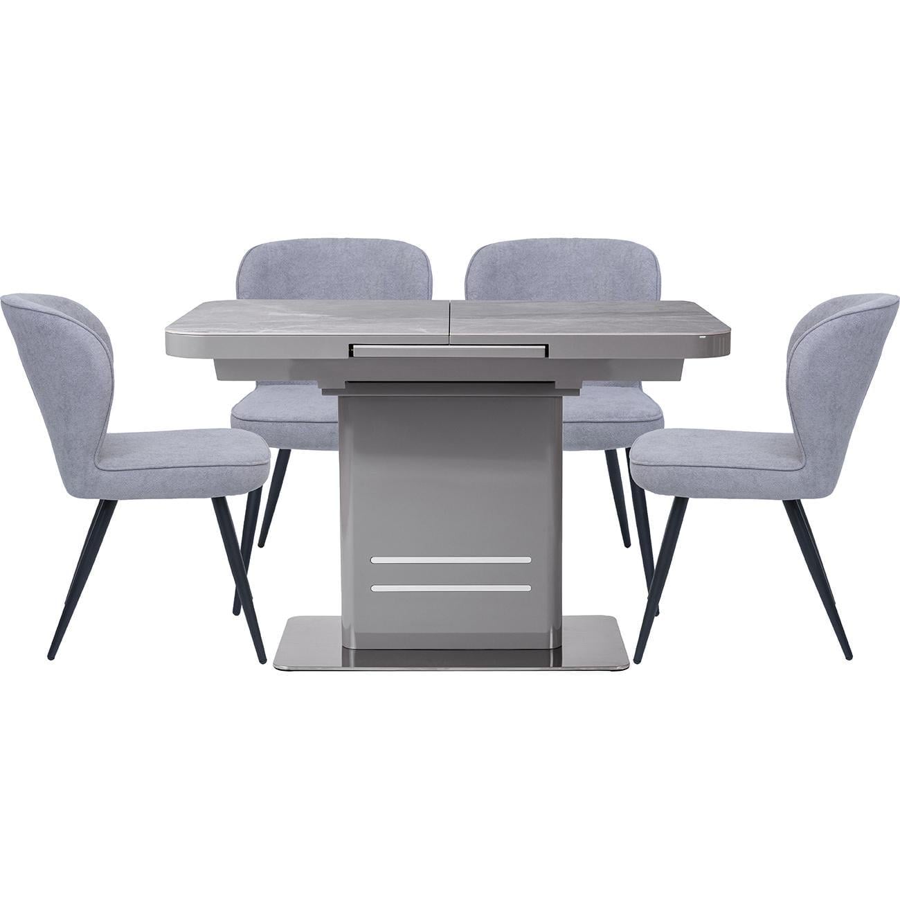 Стол и 4 стула CESARIO/ANGIE 120 см Grey pearl (13580_13522)