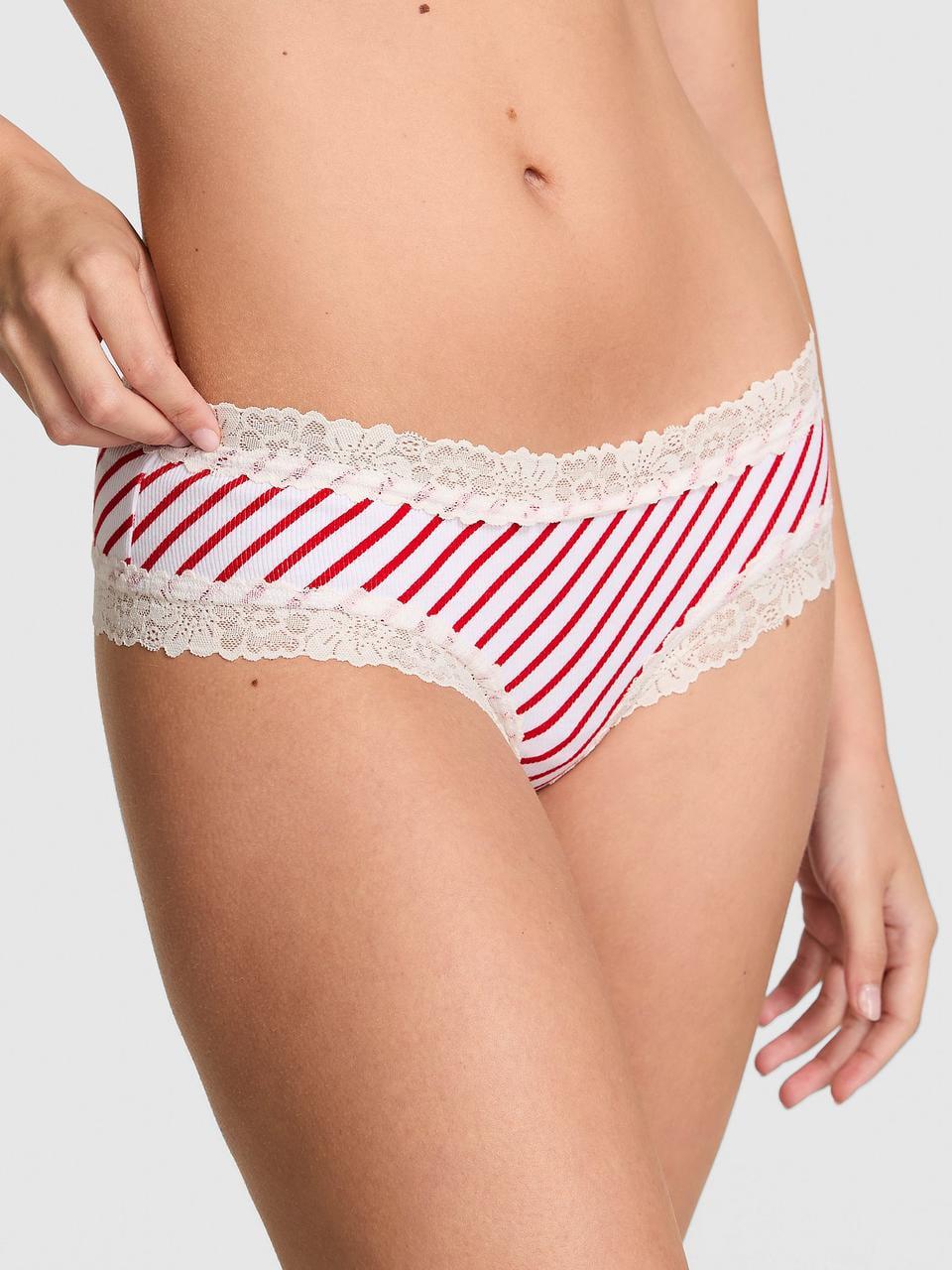 Трусики женские Victoria's Secret Cheeky Wink Lace-Trim S Белый (54439712382)