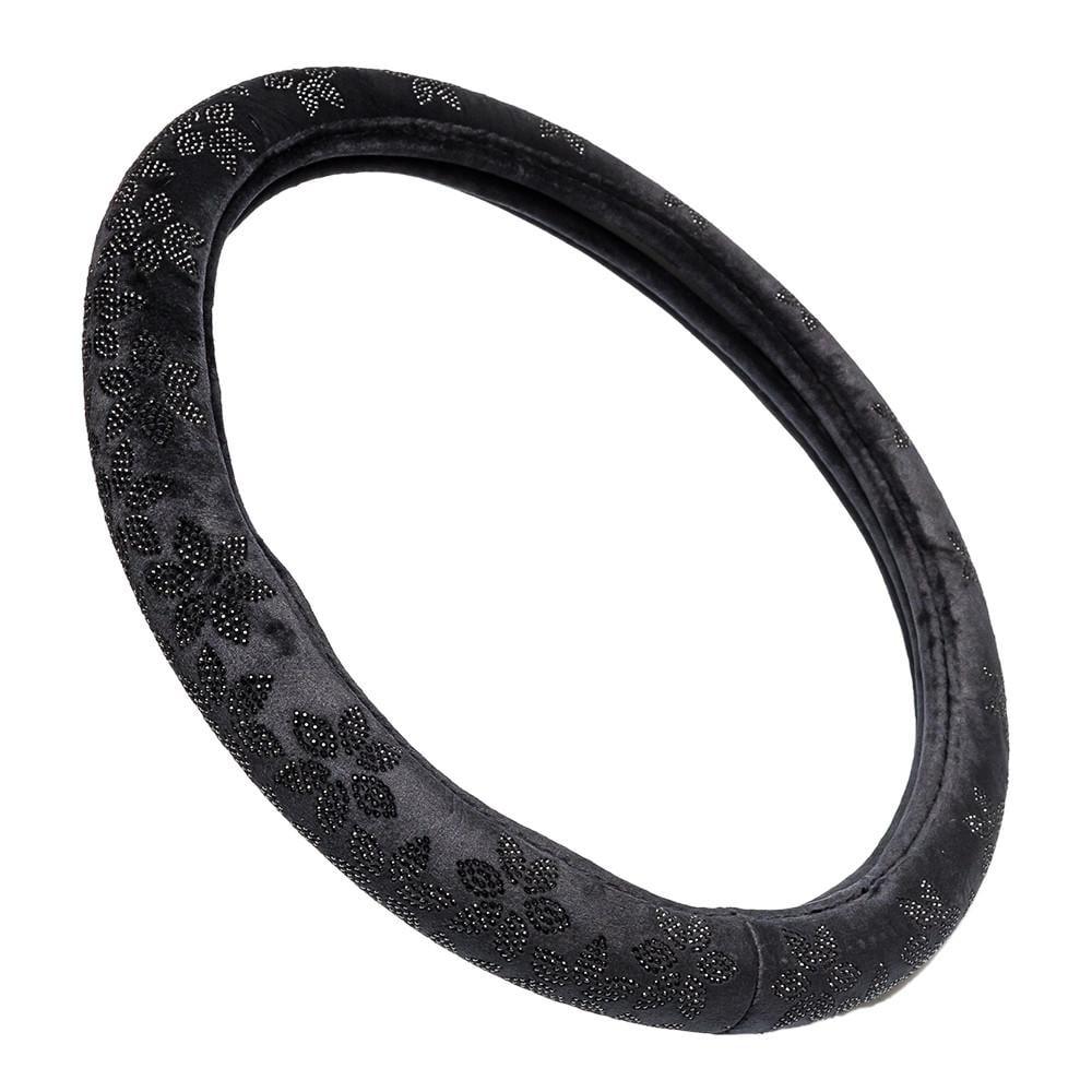 Чохол на кермо з фланелі Elegant квіти з чорного каміння 38 см Чорний M (EL 115 211)