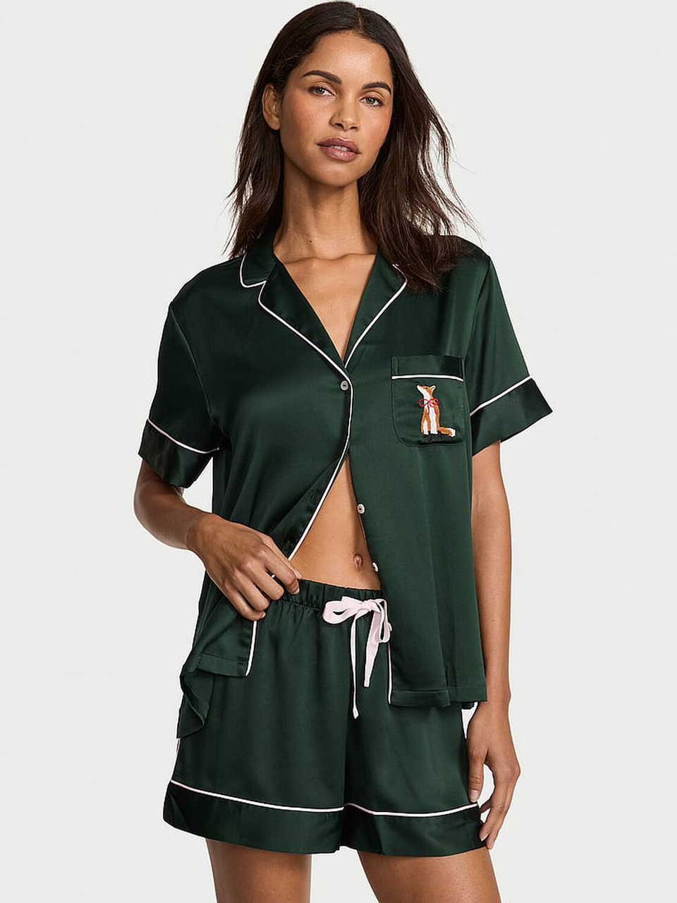 Піжама жіноча Victoria's Secret Glazed Satin Short Pajama Set S Зелений (3023989254)